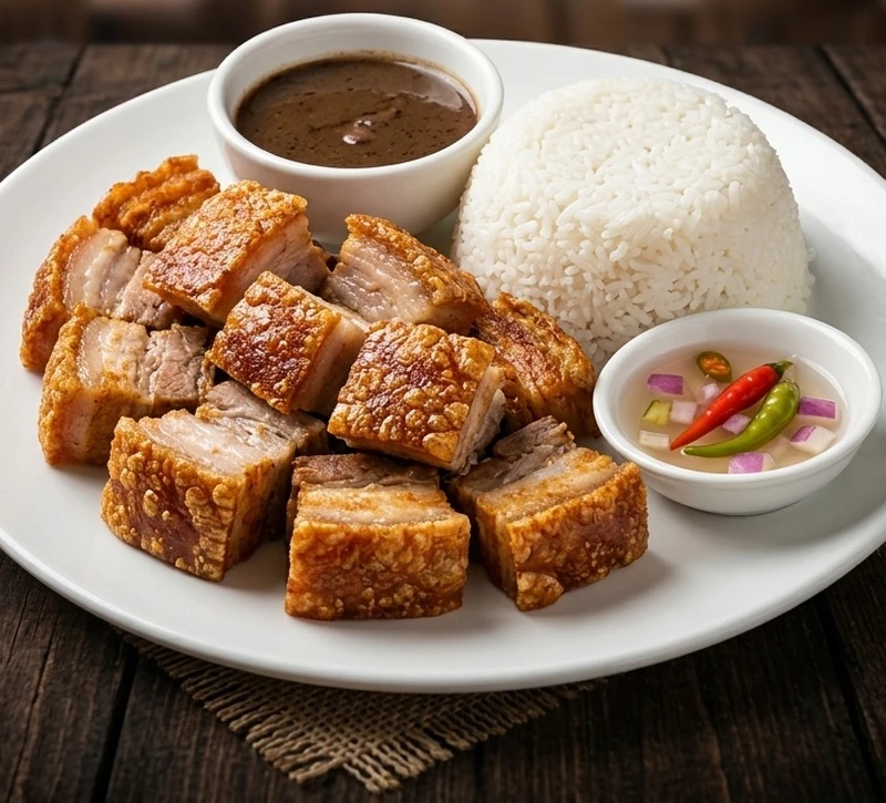 Lechon kawali at Mama Nors Kitchen, Filipino restaurant in Winnipeg