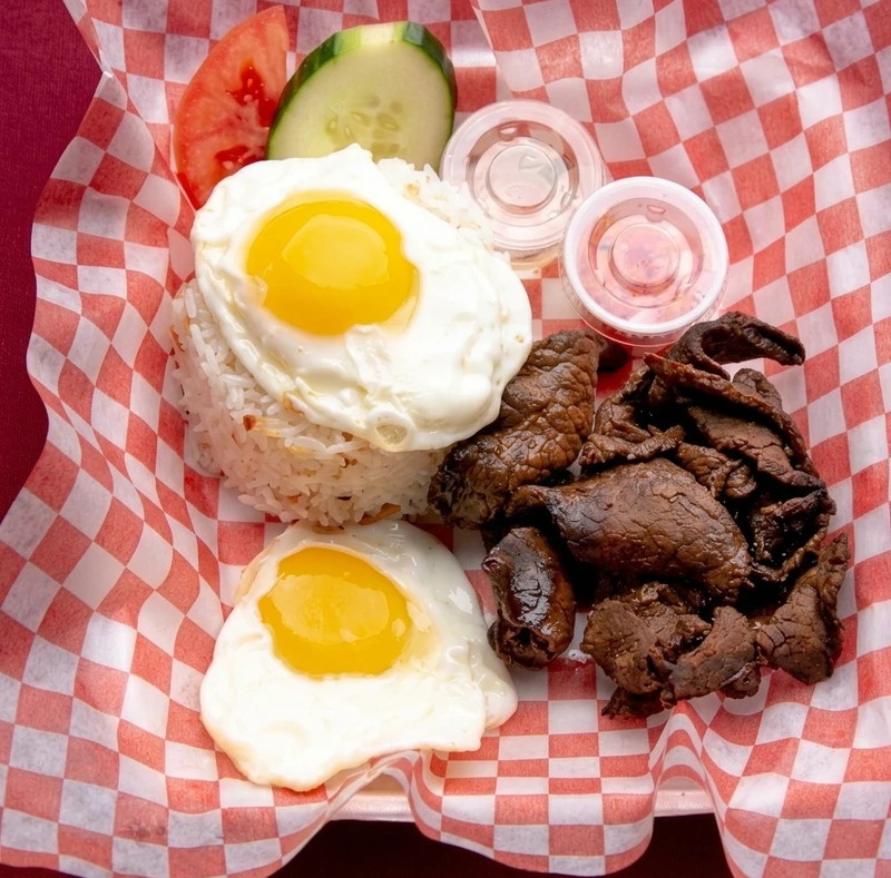 Tapsilog Filipino breakfast at Mama Nors Kitchen on Leila Avenue, Winnipeg